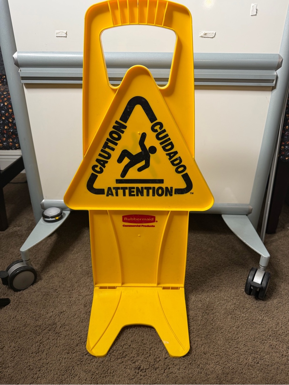 Rubbermaid Yellow Foldable Caution Sign with Handle